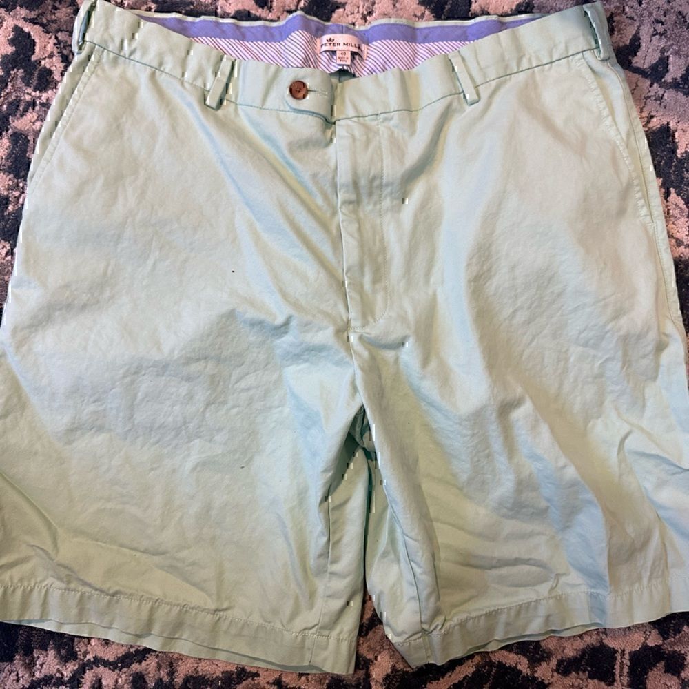 Peter Millar Mens Size 40 Green Chino Shorts